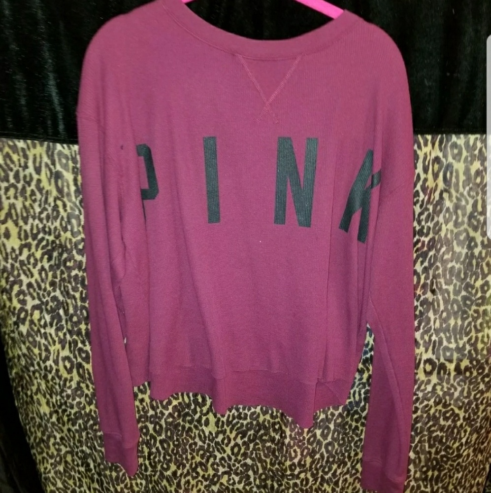 Vs pink waffle top long sleeve